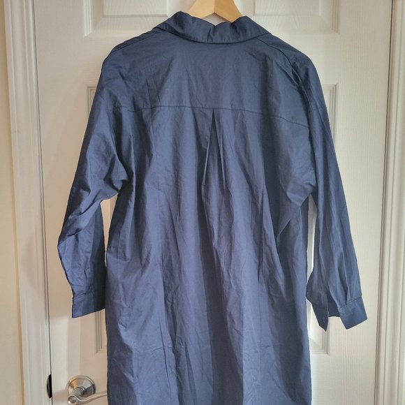 Navy Blue Midi Shirt Dress - Picture 2 of 4